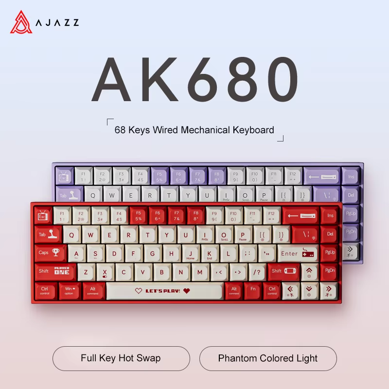 Gaming Keyboard Blue Switches - Clavier mécanique filaire AJAZZ AK680 65%